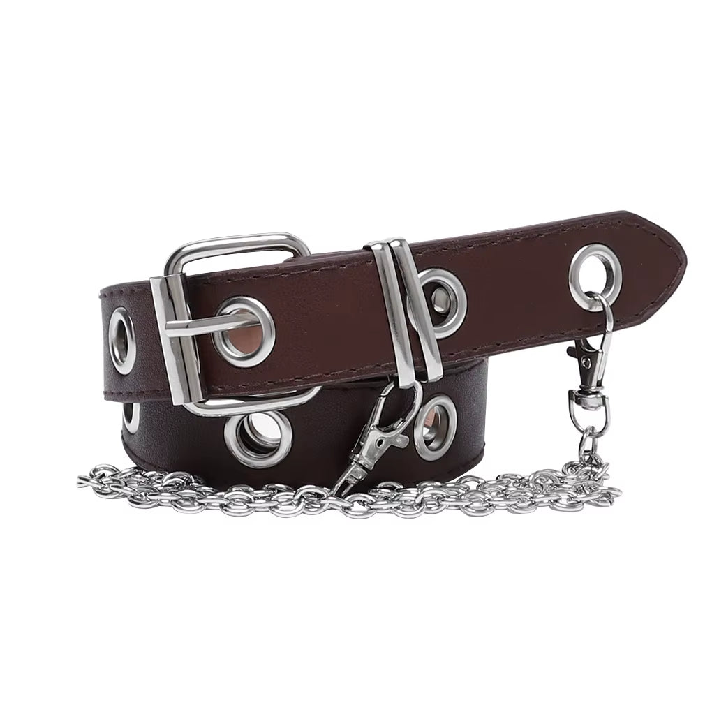 Coffee Black Color Women Belt Leather Pin Buckle Belt New Punk Wind Jeans Fashion Individual Decorative Belt Chain Women Belt