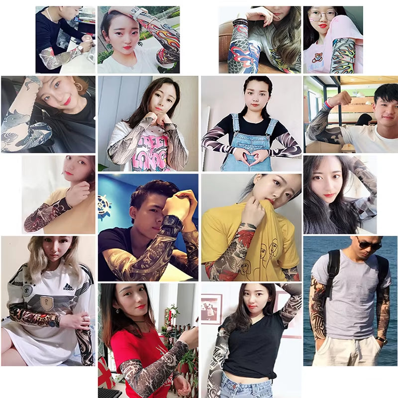 Fashion New Men Flower Arm Tattoo Sleeves Seamless Outdoor Riding Sunscreen Arm Sleeves Sun Uv Protection Arm Warmers for Women