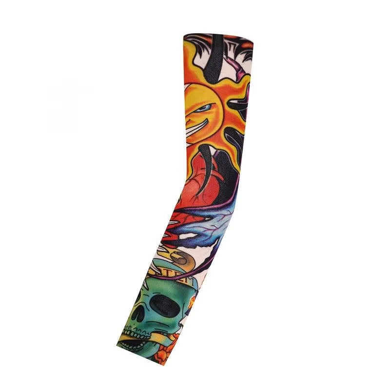 Fashion New Men Flower Arm Tattoo Sleeves Seamless Outdoor Riding Sunscreen Arm Sleeves Sun Uv Protection Arm Warmers for Women