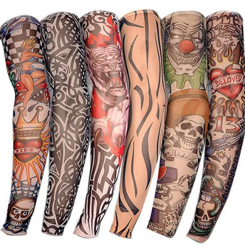 Fashion New Men Flower Arm Tattoo Sleeves Seamless Outdoor Riding Sunscreen Arm Sleeves Sun Uv Protection Arm Warmers for Women
