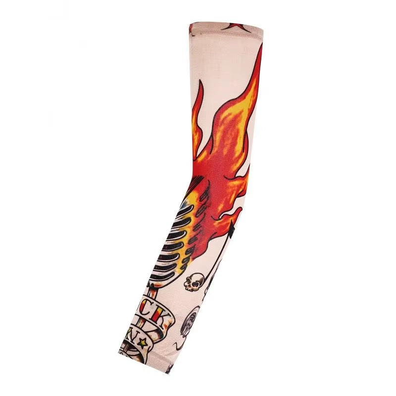 Fashion New Men Flower Arm Tattoo Sleeves Seamless Outdoor Riding Sunscreen Arm Sleeves Sun Uv Protection Arm Warmers for Women