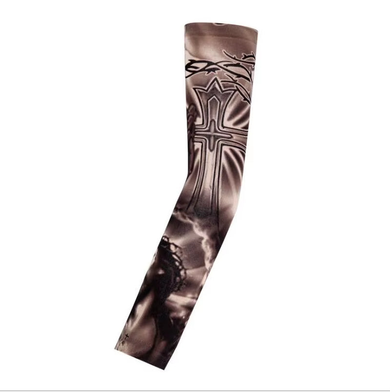 Fashion New Men Flower Arm Tattoo Sleeves Seamless Outdoor Riding Sunscreen Arm Sleeves Sun Uv Protection Arm Warmers for Women