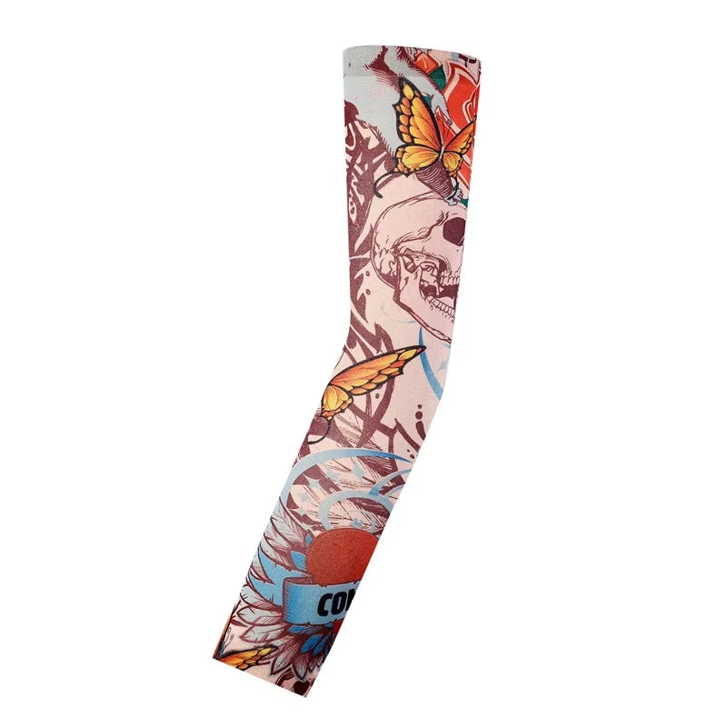 Fashion New Men Flower Arm Tattoo Sleeves Seamless Outdoor Riding Sunscreen Arm Sleeves Sun Uv Protection Arm Warmers for Women