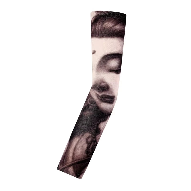 Fashion New Men Flower Arm Tattoo Sleeves Seamless Outdoor Riding Sunscreen Arm Sleeves Sun Uv Protection Arm Warmers for Women